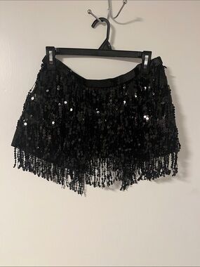 Sequin Fringe Wrap Skirt